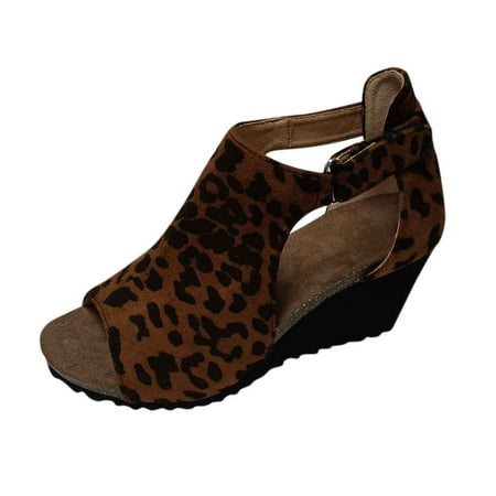 Follure Girl women s casual shoes Women s Ladies Fashion Solid Wedges Casual Roman Shoes Sandals Brown 37