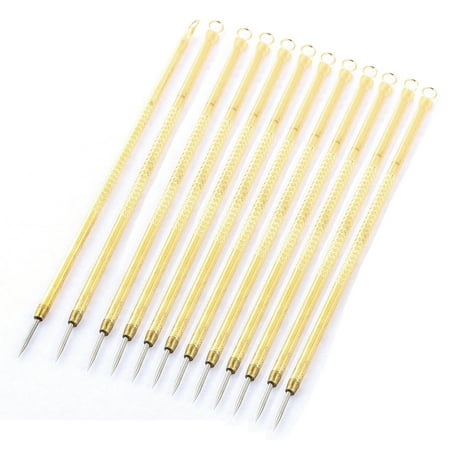 12 Pcs Face Care Acne Removal Pimple Remover Extractor Needle Gold Tone
