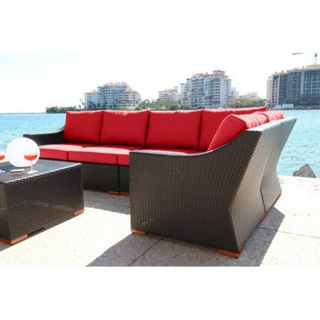 Bellini Home and Gardens Teana Wicker 8 Piece Patio Sectional Conversation Set