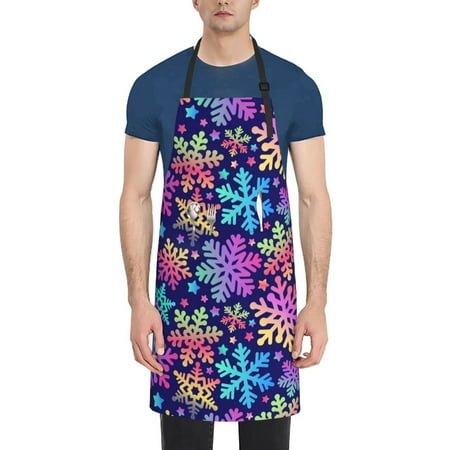 Tebeau Rainbow Snowflakes Print Waterproof Cooking Aprons Adjustable Bib Soft Chef Apron with 2 Pockets for Men Women
Tebeau Rainbow Snowflakes Print Waterproof Cooking Aprons Adjustable Bib Soft Chef Apron with 2 Pockets for Men Women