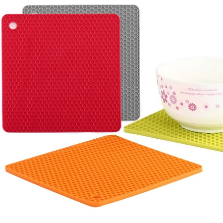 

huanledash Coaster Pad Square Honeycomb Heat Insulation Non-slip Silicone Mat Anti-scald Water Cup Coasters Kitchen Supplies