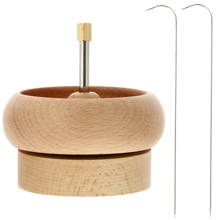 HOMEMAXS 1 Set Practical DIY Beading Bowl Wooden Beading Spinner Bowl with Needle