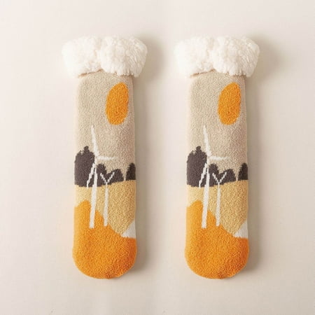 Qazqa Women Winter Printing Thickened Coral Floor Cotton Socks Sleep Towel Socks