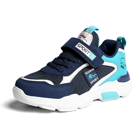 Engtoy Little Big Kids Fashion Sneakers Hook and Loop Lightweight Boys Walking Shoes