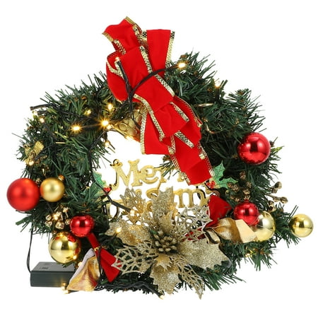 1pc Christmas Wreath Pendant Exquisite Glowing Wreath Hanging Decor Door Decor
