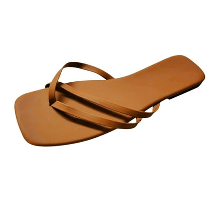 Gzea Bedroom Slippers Ladies Fashion Summer Solid Color Leather Strap Toe Clipped Flat Beach Slippers Brown 42
Gzea Bedroom Slippers Ladies Fashion Summer Solid Color Leather Strap Toe Clipped Flat Beach Slippers Brown 42