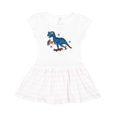 Inktastic USA Patriotic Dinosaur 4th of July Gift Toddler Girl Dress