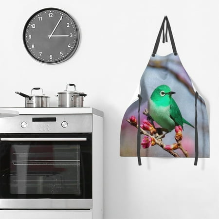 ArtVerse Bird on a Branch Apron - 27 x 30 Green Bird