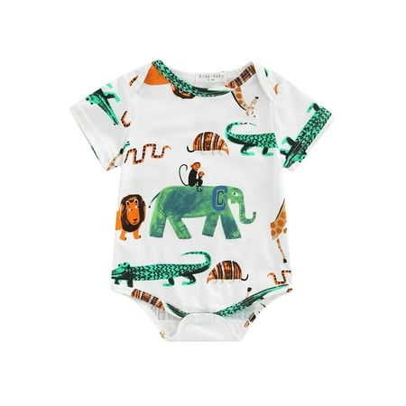Sunisery Newborn Baby Boys Girls Romper Short Sleeve Cute Cartoon Animals Printed One Piece Romper White 0-6 Months
Sunisery Newborn Baby Boys Girls Romper Short Sleeve Cute Cartoon Animals Printed One Piece Romper White 0-6 Months