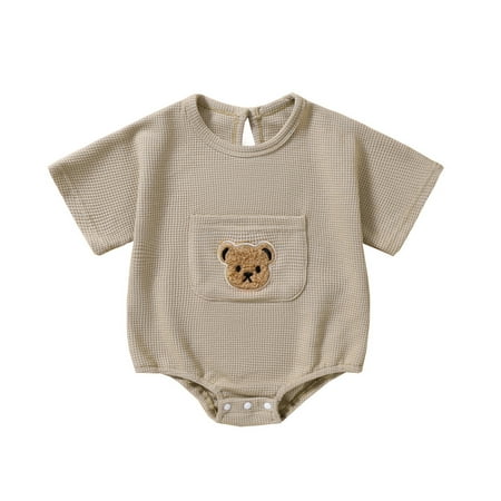 Baby Boys Girls T Shirt Romper Short Sleeve Bear Embroidery Waffle Bodysuit Onesie
Baby Boys Girls T Shirt Romper Short Sleeve Bear Embroidery Waffle Bodysuit Onesie
