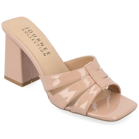 Journee Collection Womens Ellington Inset Covered Block Heel Slip On Sandals