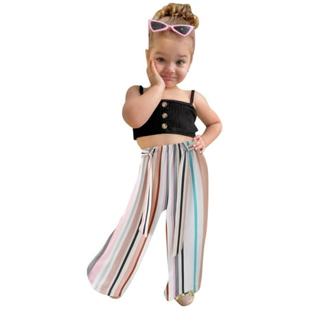 WUXIAN Toddler Girls Fashion Summer Suspender Tops Vest Striped Pants 2PCS Outfits Trousers Set For Girls Trousers Infants Baby Children Versatile Dailywear
WUXIAN Toddler Girls Fashion Summer Suspender Tops Vest Striped Pants 2PCS Outfits Trousers Set For Girls Trousers Infants Baby Children Versatile Dailywear