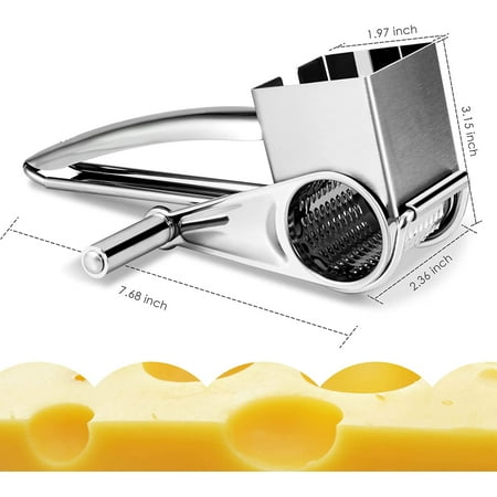 JahyShow Rotary Cheese Grater - Stainless Steel Manual Grater with 3 Drum Blades
JahyShow Rotary Cheese Grater - Stainless Steel Manual Grater with 3 Drum Blades