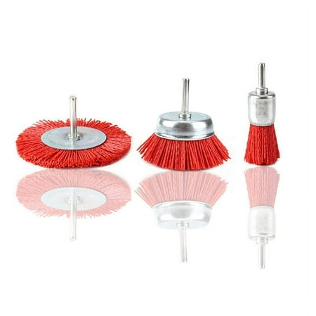 3 Piece Nylon Filament Abrasive Wire Brush Wheel & Cup Brush Set with 1/4 Inch for Removal of Rust/Corrosion/Paint
3 Piece Nylon Filament Abrasive Wire Brush Wheel & Cup Brush Set with 1/4 Inch for Removal of Rust/Corrosion/Paint