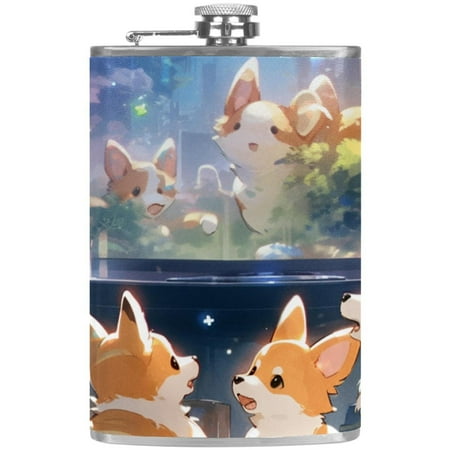 josid Cute corgi Puppy 3.6x6in Stainless Steel Small Flask Leak-Proof Stainless Steel Construction Wrapped in Premium Two-Layer Leather Nano-Printed Design 227ml Capacity
josid Cute corgi Puppy 3.6x6in Stainless Steel Small Flask Leak-Proof Stainless Steel Construction Wrapped in Premium Two-Layer Leather Nano-Printed Design 227ml Capacity