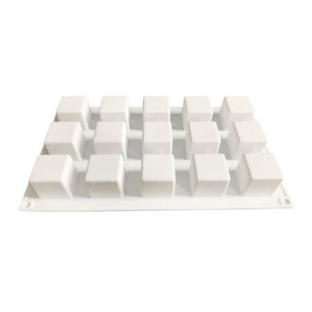 15PCS 15-Cavity Silicone Cake Mold Square Cube Baking Pan Mould Kitchen Bakeware for Dessert Jelly Chocolate White