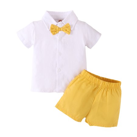 Kucnuzki 3 Months Baby Boy Summer Outfits Shorts Sets 6 Months Short Sleeve Gentle Bowknot Lapel Shirt Tops Elastic Shorts 2PCS Set Yellow
Kucnuzki 3 Months Baby Boy Summer Outfits Shorts Sets 6 Months Short Sleeve Gentle Bowknot Lapel Shirt Tops Elastic Shorts 2PCS Set Yellow