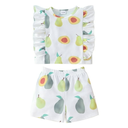 Girls Outfits Fruit Printed 2 PCS Sleeveless Tops Shorts Ruffle Trim Baby Kids Fashion Lovely Simple Home Wear Outdoor Children s Day Gifts
Girls Outfits Fruit Printed 2 PCS Sleeveless Tops Shorts Ruffle Trim Baby Kids Fashion Lovely Simple Home Wear Outdoor Children s Day Gifts