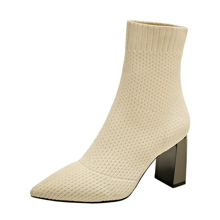 OJSFQUFP Women Ankle Boots Ladies Fashion Breathable Solid Color Knitted Mesh Pointed Thick High Heel Short Boots Goth Shoes Beige 38
OJSFQUFP Women Ankle Boots Ladies Fashion Breathable Solid Color Knitted Mesh Pointed Thick High Heel Short Boots Goth Shoes Beige 38