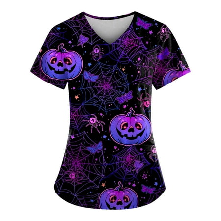 Sksloeg Sksloeg Women s Scrubs Plus Size Scrub Tops V-Neck Fun T Shirts Workwear Pumpkin Cat Bat Print Workers Uniform Tee with Pockets Dark Purple XL
Sksloeg Sksloeg Women s Scrubs Plus Size Scrub Tops V-Neck Fun T Shirts Workwear Pumpkin Cat Bat Print Workers Uniform Tee with Pockets Dark Purple XL