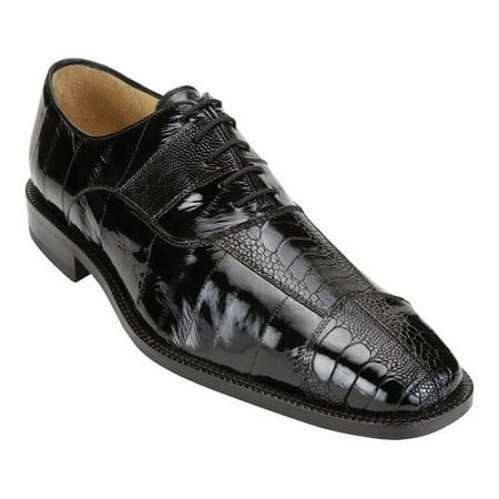 Men Belvedere Mare Genuine OSTRICH Eel Lace Up Black Shoes 2P7