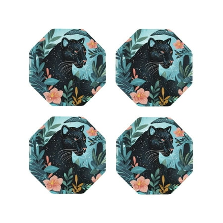 Yiaed Black Panther Floral Illustration Print Leather Coasters for Drinks - Cup Coasters Coffee Table Kitchen Table Bar Home & Office Gifts Handmade Drink Coasters-Octagon
Yiaed Black Panther Floral Illustration Print Leather Coasters for Drinks - Cup Coasters Coffee Table Kitchen Table Bar Home & Office Gifts Handmade Drink Coasters-Octagon