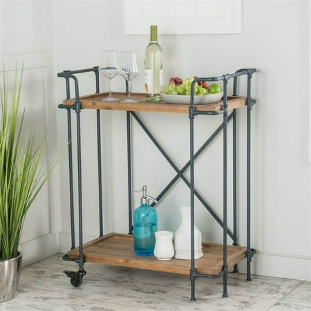 17.25 in. Wooden Bar Cart in Brown