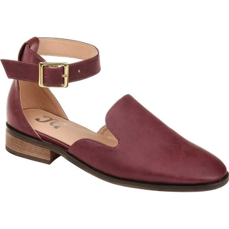 Women s Journee Collection Loreta Ankle Strap Flat Wine Faux Leather 8 M