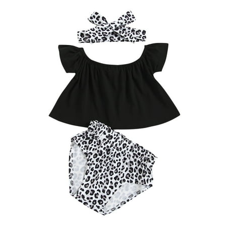 GWAABD Girls Clothing Set Black Cotton Blend Girls Fly Sleeve Solid Tops Prints Shorts and Headband 3PCS Outfits Clothes Set 80
GWAABD Girls Clothing Set Black Cotton Blend Girls Fly Sleeve Solid Tops Prints Shorts and Headband 3PCS Outfits Clothes Set 80