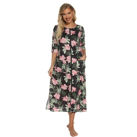 HAWEE Women Robe Zipper Front House Coat Half Sleeves Nightgown Full Length Ladies Cotton Lounge Dress with Pockets S-XXL
HAWEE Women Robe Zipper Front House Coat Half Sleeves Nightgown Full Length Ladies Cotton Lounge Dress with Pockets S-XXL