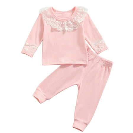 Yinyinxull Newborn Baby Girls Pajamas Set Princess Lace Hem Pullover Tops Elastic Waist Pants Clothes Set Pink 18-24 Months
Yinyinxull Newborn Baby Girls Pajamas Set Princess Lace Hem Pullover Tops Elastic Waist Pants Clothes Set Pink 18-24 Months
