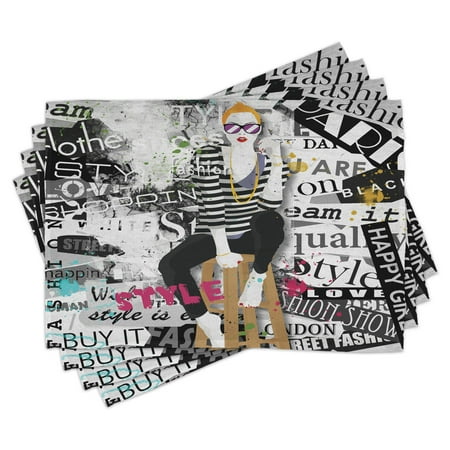 Girls Placemats Set of 4 Model Posing and Sitting on Tabouret with Clothes Grunge Street Style Print Washable Fabric Place Mats for Dining Room Kitchen Table Decor Black and White by Ambesonne
Girls Placemats Set of 4 Model Posing and Sitting on Tabouret with Clothes Grunge Street Style Print Washable Fabric Place Mats for Dining Room Kitchen Table Decor Black and White by Ambesonne