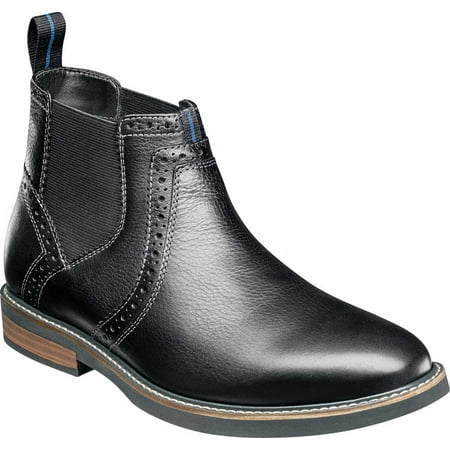 Men s Nunn Bush Otis Plain Toe Chelsea Boot Black Tumble Leather 8 W