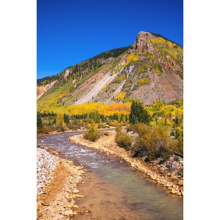 Fall color along Mineral Creek under Red Mountain Pass, San Juan National Forest, Colorado, USA Poster Print by Russ Bishop