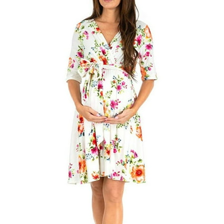 Pregnant Maternity Dresses Summer Women Polka Dot/Floral Print Pregnant Clothes Short Sleeve with Adjustable Waist Strap
Pregnant Maternity Dresses Summer Women Polka Dot/Floral Print Pregnant Clothes Short Sleeve with Adjustable Waist Strap