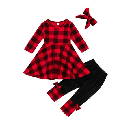 ZHUASHUM Toddler Baby Kids Girls Suit Christmas Long Sleeve Top Plaid Prints Pants Hairband 3PCs Set Outfits
ZHUASHUM Toddler Baby Kids Girls Suit Christmas Long Sleeve Top Plaid Prints Pants Hairband 3PCs Set Outfits