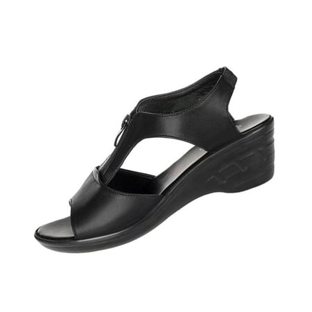 Pgeraug womens slippers Women s Retro Thick-soled Fish Mouth Front Zipper Breathable Casual Wedge Shoes mens slippers Black 38
Pgeraug womens slippers Women s Retro Thick-soled Fish Mouth Front Zipper Breathable Casual Wedge Shoes mens slippers Black 38