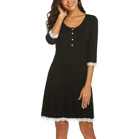 Women Maternity Nightgown Breastfeeding Sleepwear Buttons Lace 3/4 Sleeve Nursing Dress
Women Maternity Nightgown Breastfeeding Sleepwear Buttons Lace 3/4 Sleeve Nursing Dress