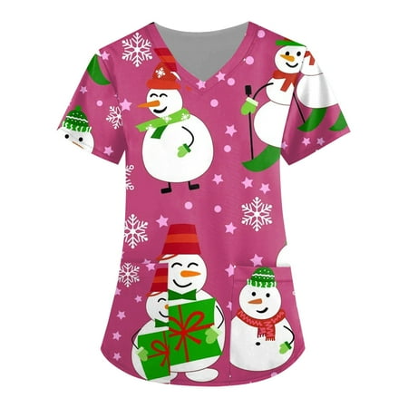 Baocc scrub tops Christmas Womens Short Sleeve V Neck Cartoon Printed Top Nursed Working T Shirts Blouse With Pockets nursing tops V-Neck
Baocc scrub tops Christmas Womens Short Sleeve V Neck Cartoon Printed Top Nursed Working T Shirts Blouse With Pockets nursing tops V-Neck