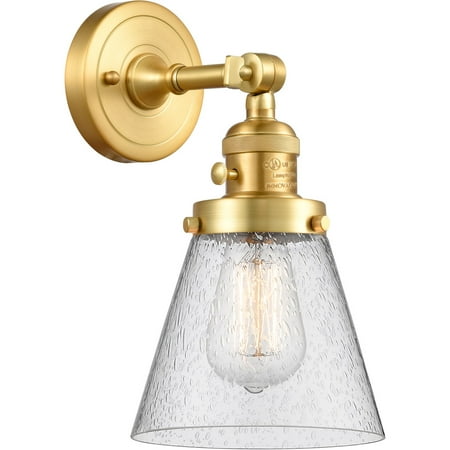 Satin Gold Tone Wall Sconces 6 Wide Steel/Cast Brass/Glass Medium Base 1 Light Fixture
Satin Gold Tone Wall Sconces 6 Wide Steel/Cast Brass/Glass Medium Base 1 Light Fixture