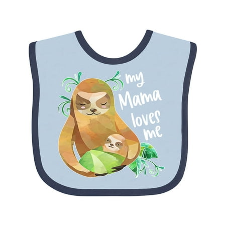 Inktastic My Mama Loves Me Cute Sloth and Baby Gift Baby Boy or Baby Girl Bib
