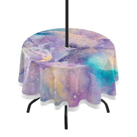 60 Outdoor Round Tablecloth with Umbrella Hole & White Lace Trim Waterproof Patio Table Cover for Garden Kitchen Dining Pastel Watercolor Splashes
60 Outdoor Round Tablecloth with Umbrella Hole & White Lace Trim Waterproof Patio Table Cover for Garden Kitchen Dining Pastel Watercolor Splashes