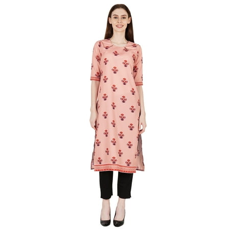 

Phagun Printed Keyhole Neck Straight Kurtis For Women Long Tunic Casual Kurta