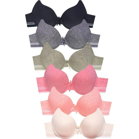 Women s Basic Plain Bras Packs of 6 - Various Styles Soft1 36B