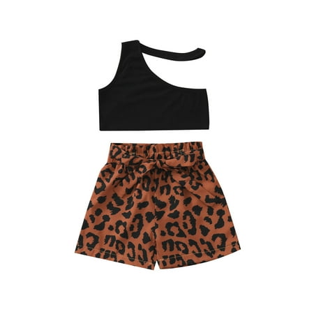 ZIYIXIN Summer Kids Girls Clothes One Shoulder Solid Vest Tops Leopard Shorts 2pcs Outfits Black Leopard 4-5 Years
ZIYIXIN Summer Kids Girls Clothes One Shoulder Solid Vest Tops Leopard Shorts 2pcs Outfits Black Leopard 4-5 Years