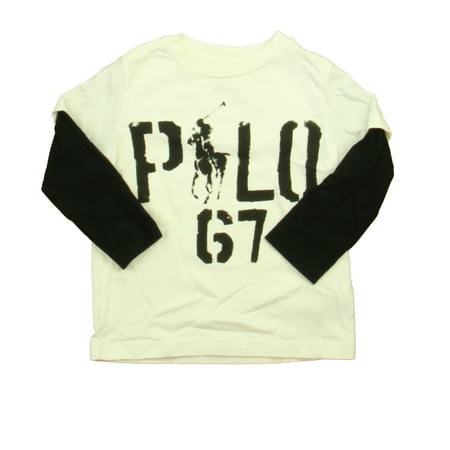Pre-owned Ralph Lauren Boys Ivory | Black Long Sleeve T-Shirt size: 2T