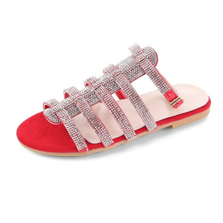 Ladies Women Sandals Ankle Strap Diamond Flat Sandals Summer Beach Comfy Flat Shoes 38 Red
Ladies Women Sandals Ankle Strap Diamond Flat Sandals Summer Beach Comfy Flat Shoes 38 Red