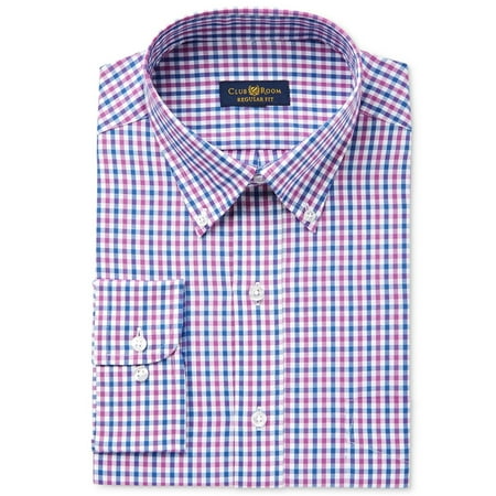 Club Room Mens Check Button Up Dress Shirt