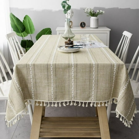 UMMH Linen Tablecloth With Tassels Waterproof Oilproof Tea Striped Table Cloth Thick Rectangular Wedding Dining Table Cover
UMMH Linen Tablecloth With Tassels Waterproof Oilproof Tea Striped Table Cloth Thick Rectangular Wedding Dining Table Cover