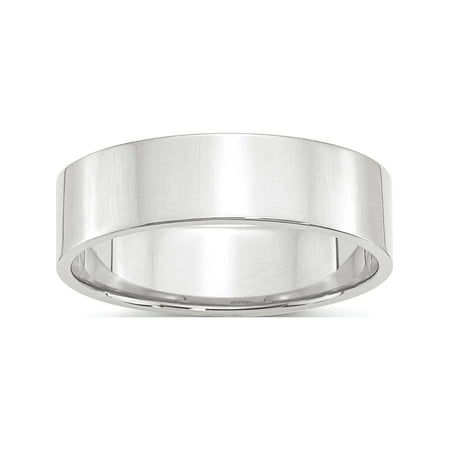 Designer 14K White Gold 14Kw 6Mm Ltw Flat Band Size 9 (Width=6.00) Made In United States -Jewelry By Sweet Pea Creations